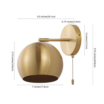 Tierra 7" Modern Midcentury Iron LED Sconce with Pull-Chain Switch - JONATHAN Y